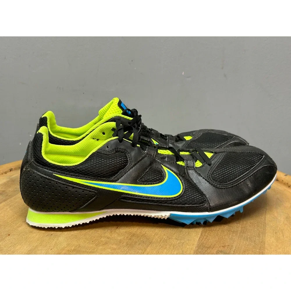 Nike Track Spikes Mens 10 Black Volt Zoom Rival MD 6 468648-041 Racing Shoes